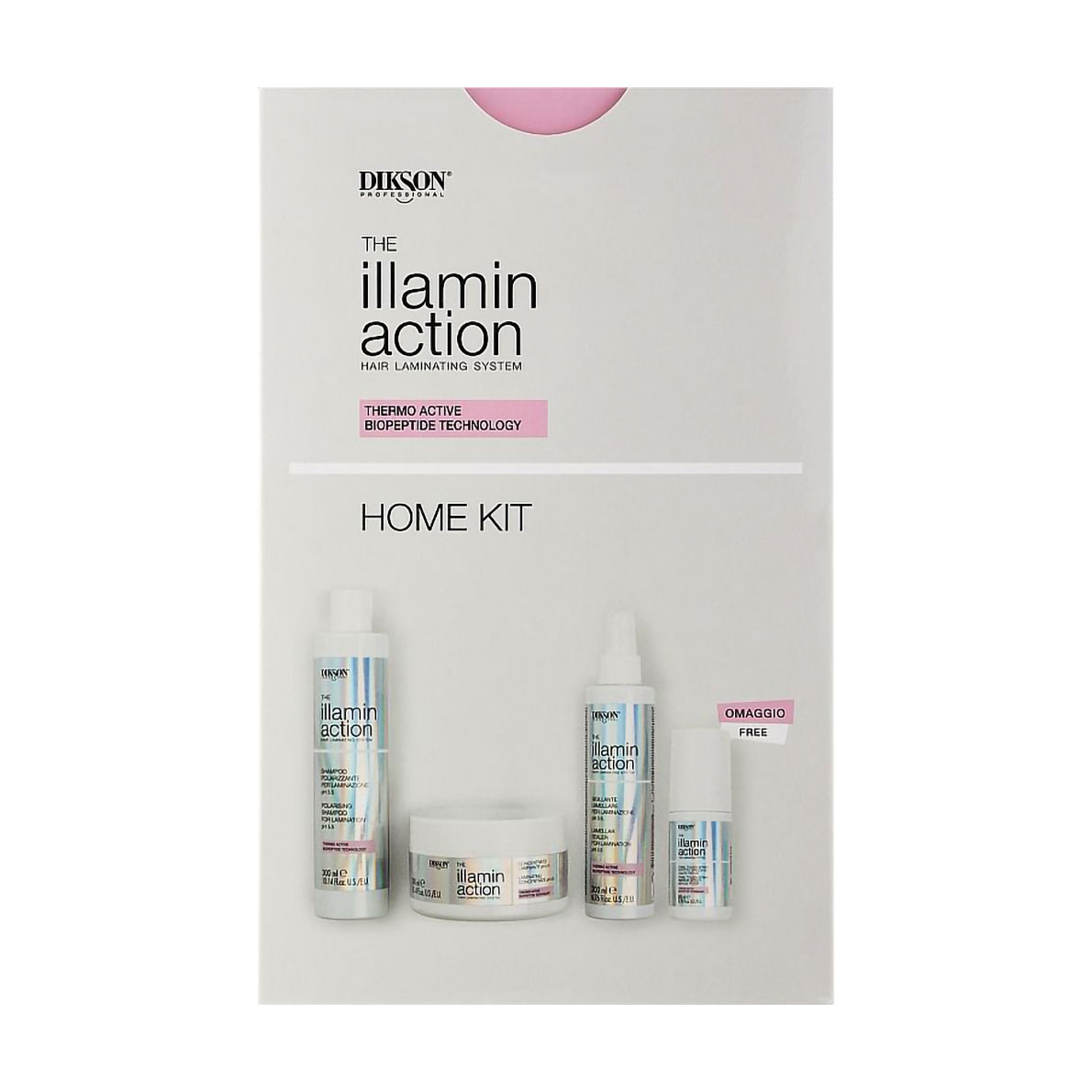 Набір для волосся Dikson The Illaminaction Home Kit (шампунь, 300 мл + концентрат, 300 мл + крем, 200 мл + спрей, 80 мл)